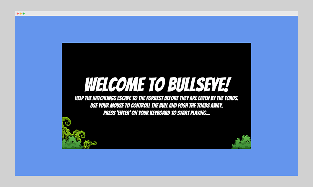 Screenshot of the Bullseye! - JS Video Game